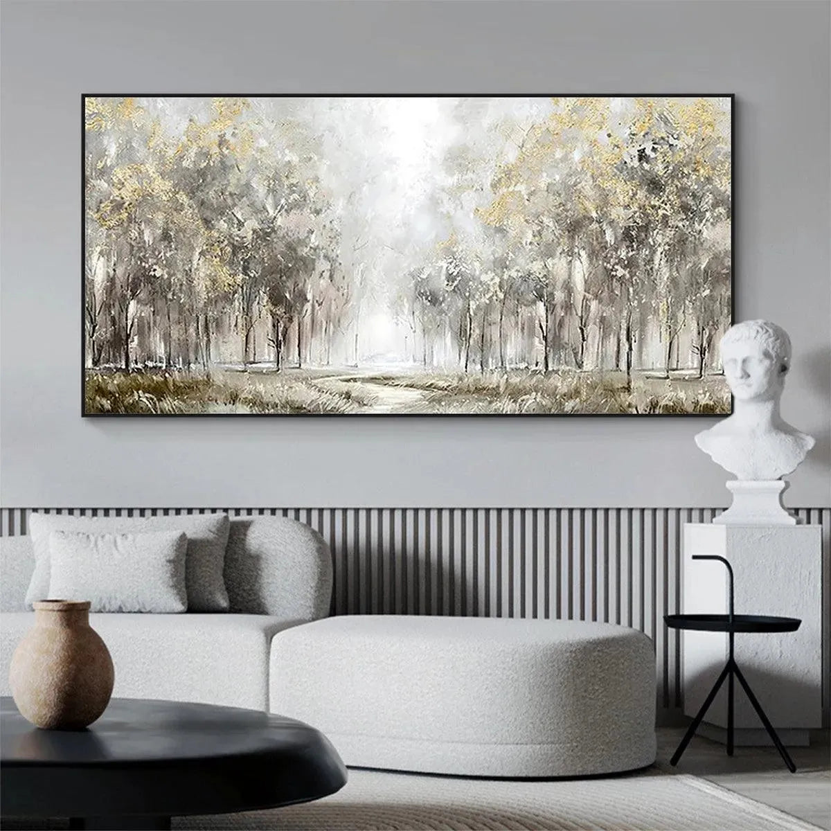 Abstract Gold Forest Painting | Modern Impressionist Art