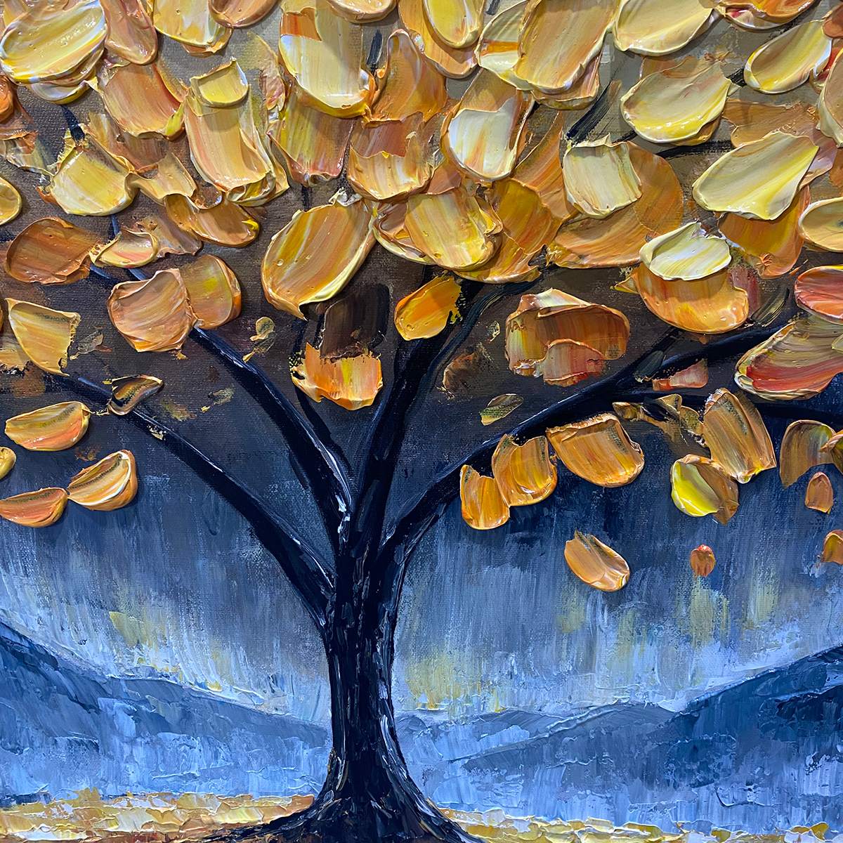 Golden Money Tree Canvas Wall Art | Feng Shui Prosperity Decor #AA 321