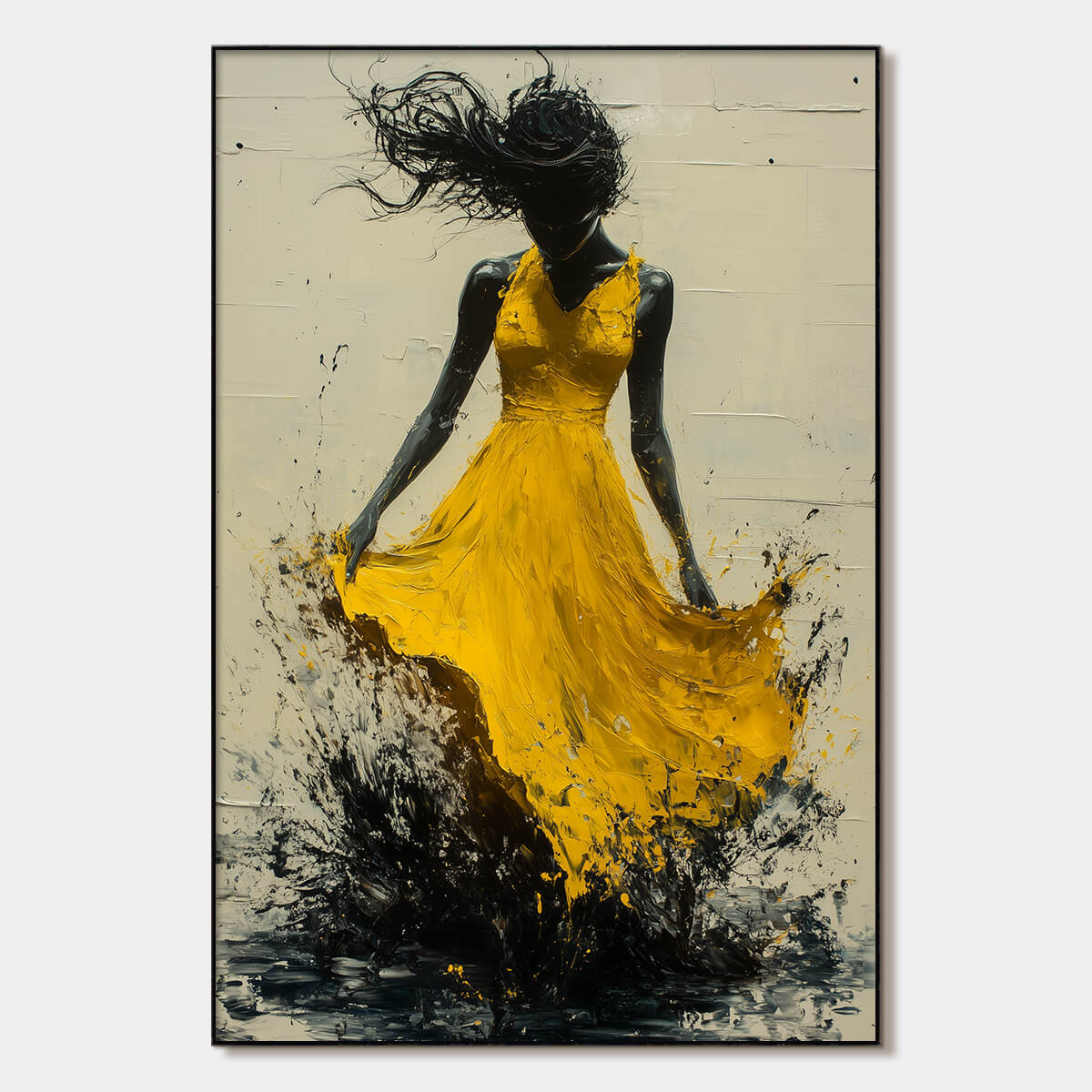 Abstract Dancer Painting | Woman with Splatter Dress Wall Art #AA 113