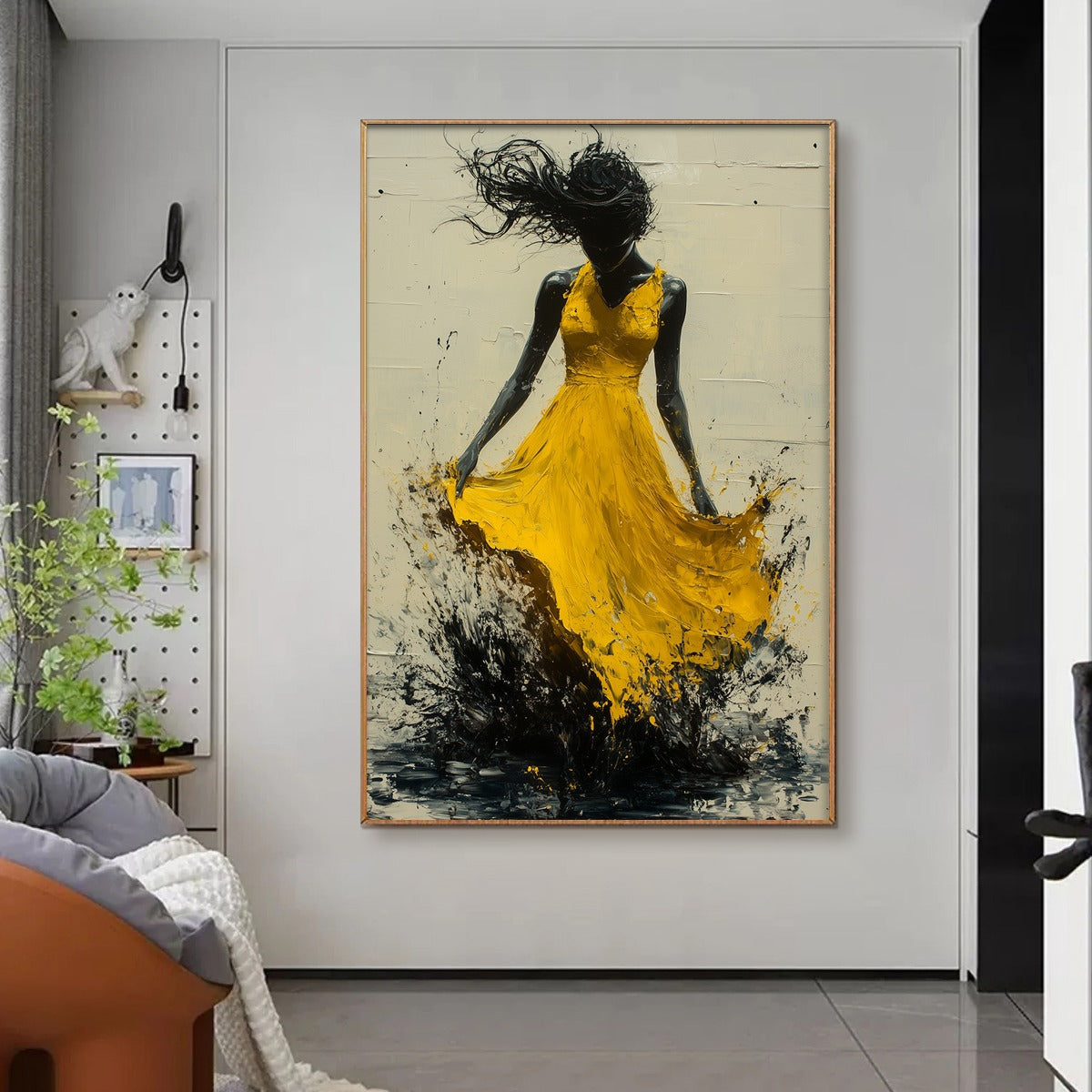 Abstract Dancer Painting | Woman with Splatter Dress Wall Art #AA 113