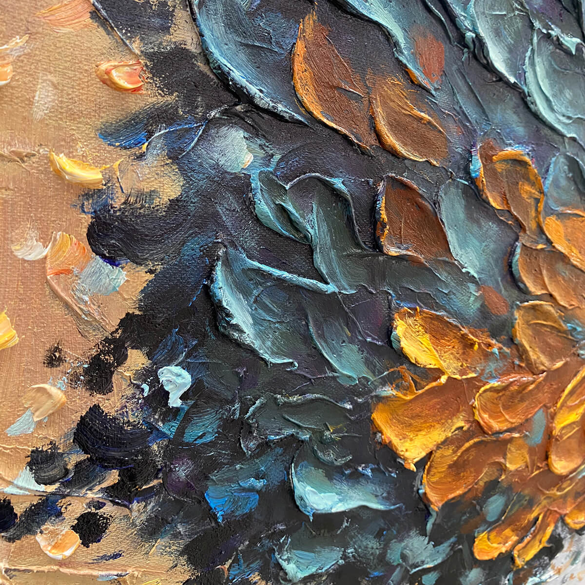 Teal and Gold Tree of Life Canvas Wall Art | Abstract Nature #AA 327