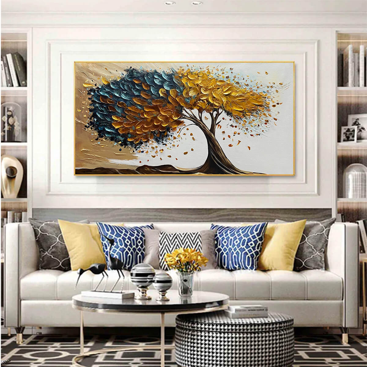Teal and Gold Tree of Life Canvas Wall Art | Abstract Nature #AA 327