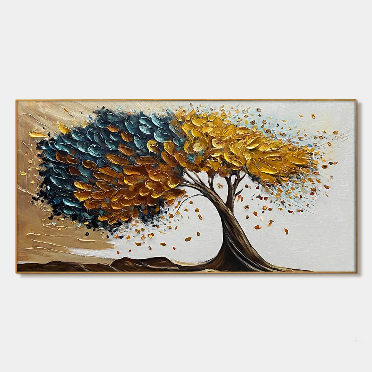 Teal and Gold Tree of Life Canvas Wall Art | Abstract Nature #AA 327