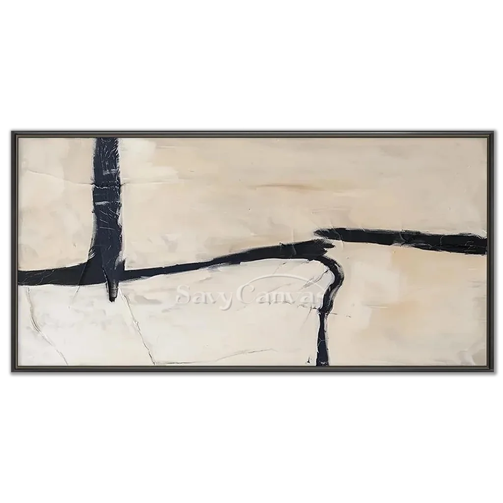 Geometric Abstract Oil Painting | Bold Black Lines Original Art  #TC 059