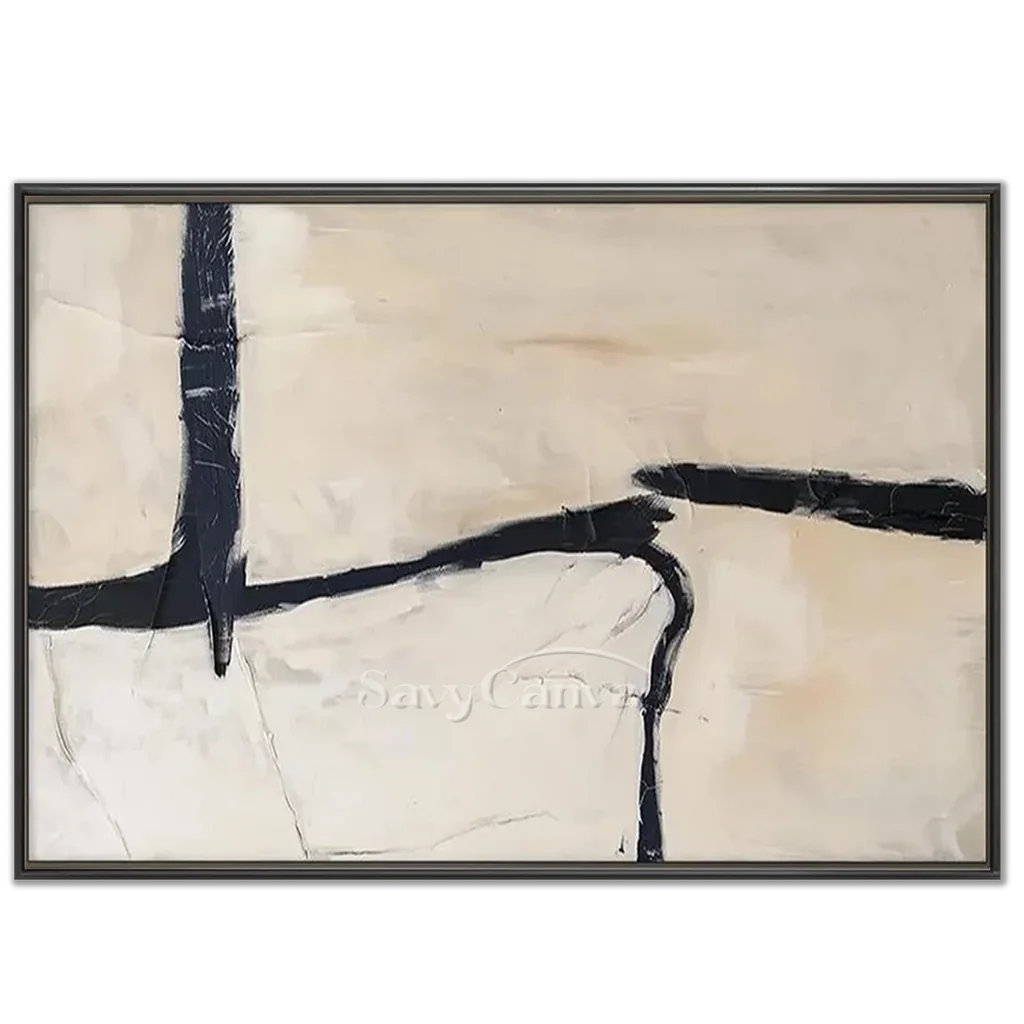Geometric Abstract Oil Painting | Bold Black Lines Original Art  #TC 059