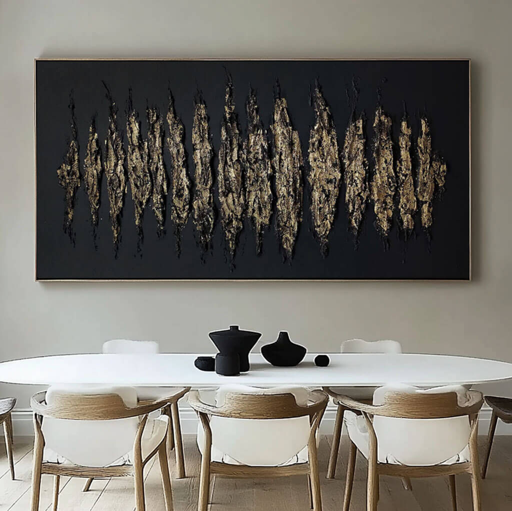 Abstract Sound Wave Canvas Print | Modern Black & Gold Audio Art