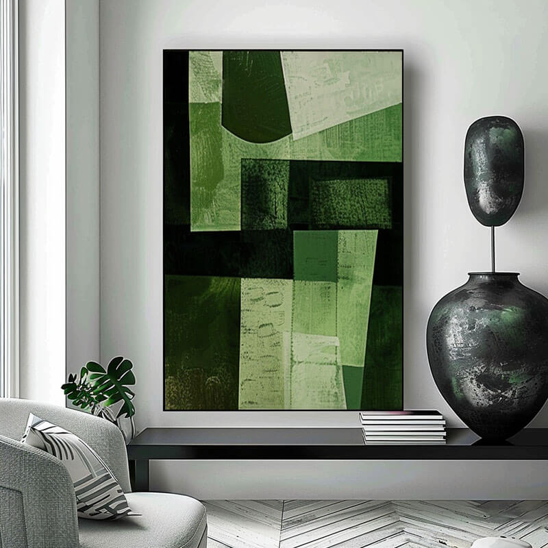  Mid-Century Modern Green Geometric Art | Retro Style Print