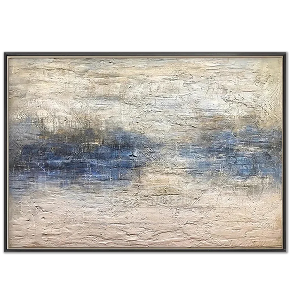 Handmade Abstract Ocean Art | Textured Blue, White & Beige Art  #TC 066
