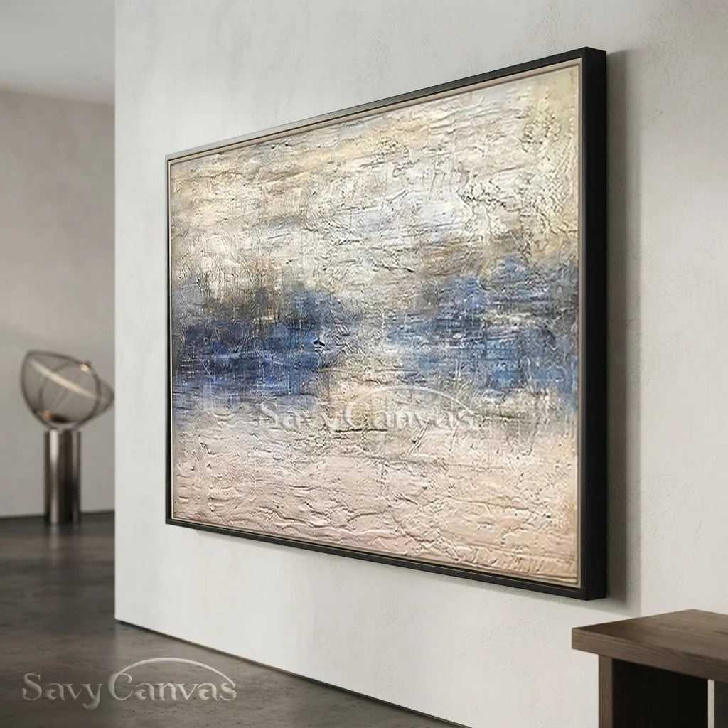 Handmade Abstract Ocean Art | Textured Blue, White & Beige Art  #TC 066