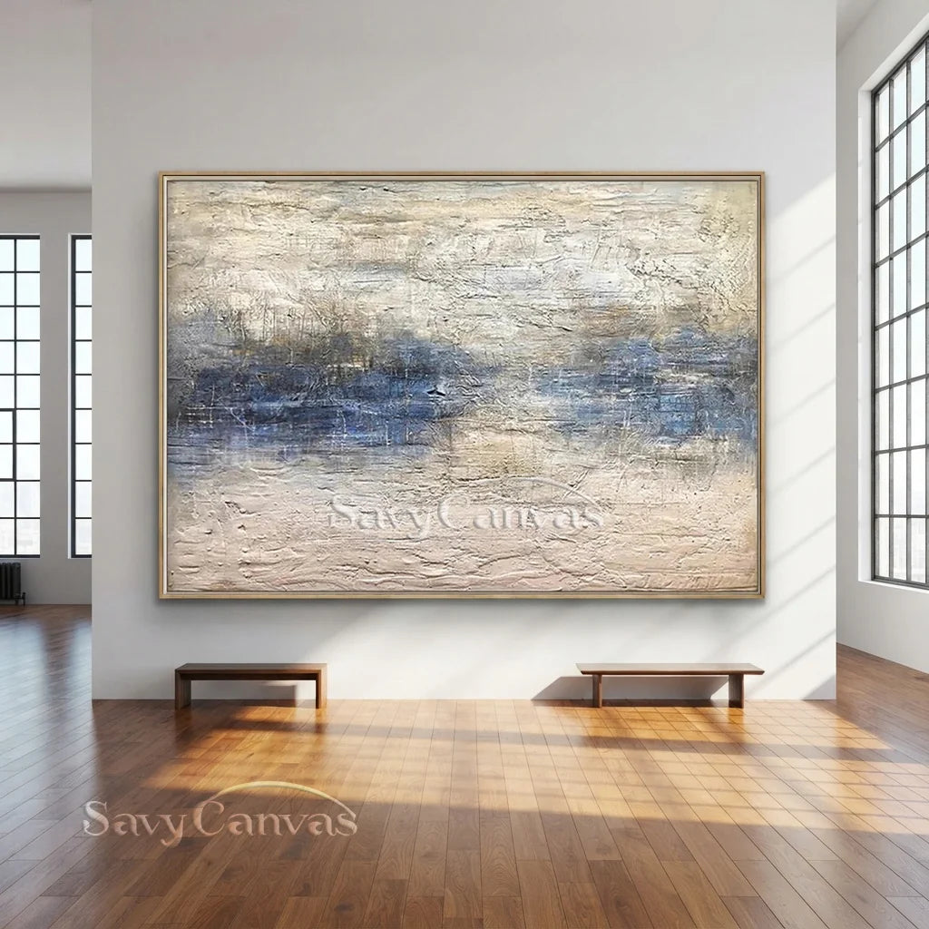 Handmade Abstract Ocean Art | Textured Blue, White & Beige Art  #TC 066
