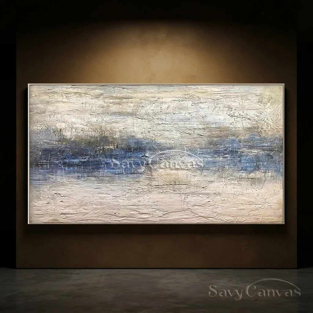 Handmade Abstract Ocean Art | Textured Blue, White & Beige Art  #TC 066
