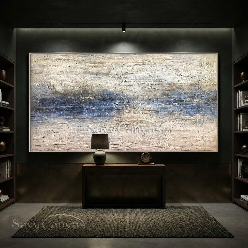 Handmade Abstract Ocean Art | Textured Blue, White & Beige Art  #TC 066