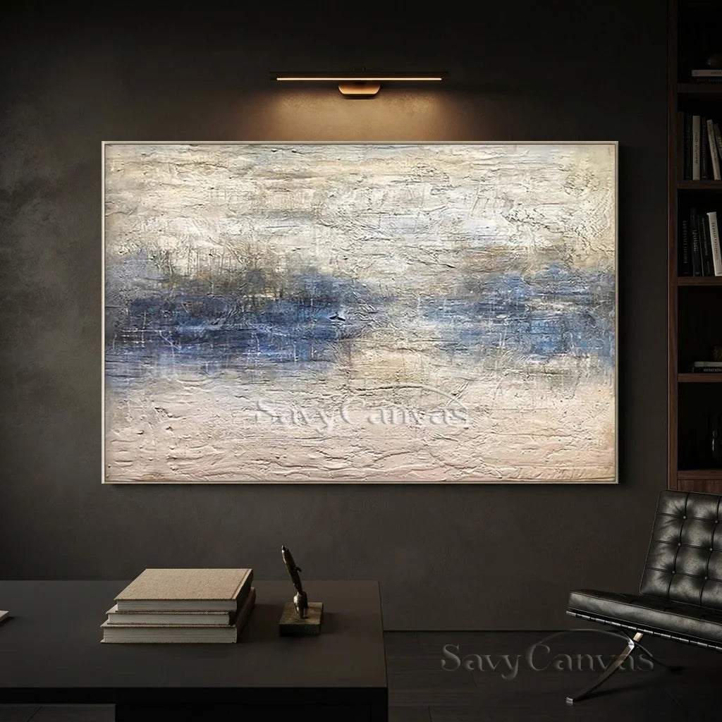 Handmade Abstract Ocean Art | Textured Blue, White & Beige Art  #TC 066