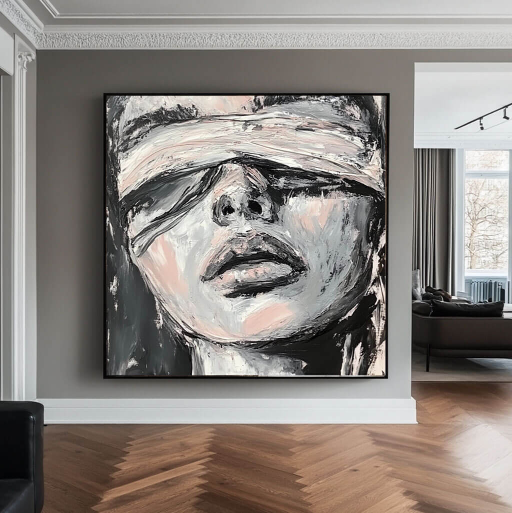 Abstract Figure Wall Art -  Large Abstract Face Painting #JJ 427