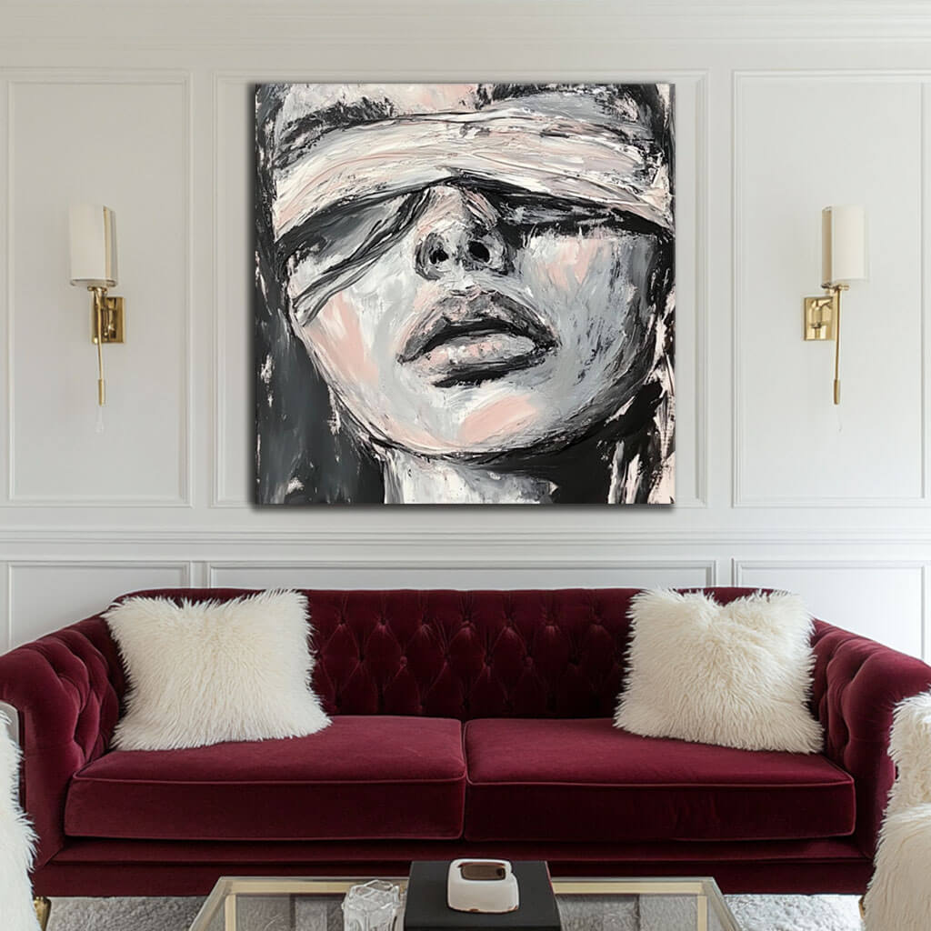 Abstract Figure Wall Art -  Large Abstract Face Painting #JJ 427