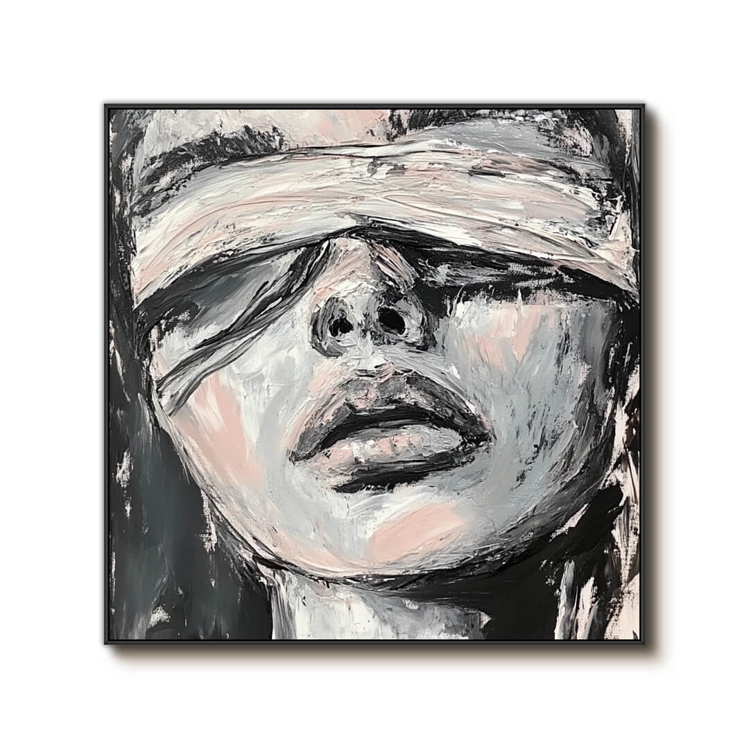 Abstract Figure Wall Art -  Large Abstract Face Painting #JJ 427