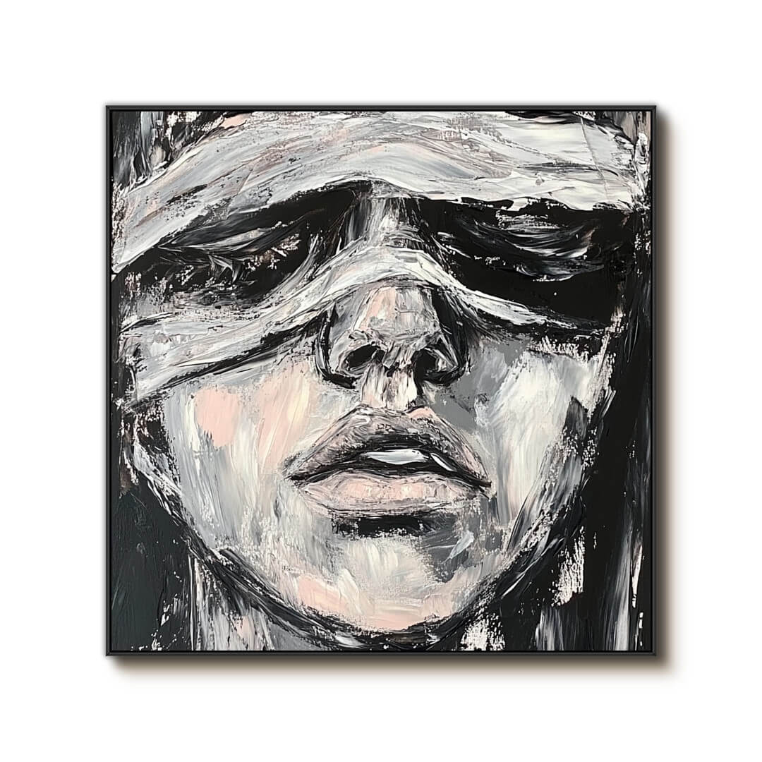 Black and White Abstract Painting - Contemporary Wall Art for Home #JJ 428