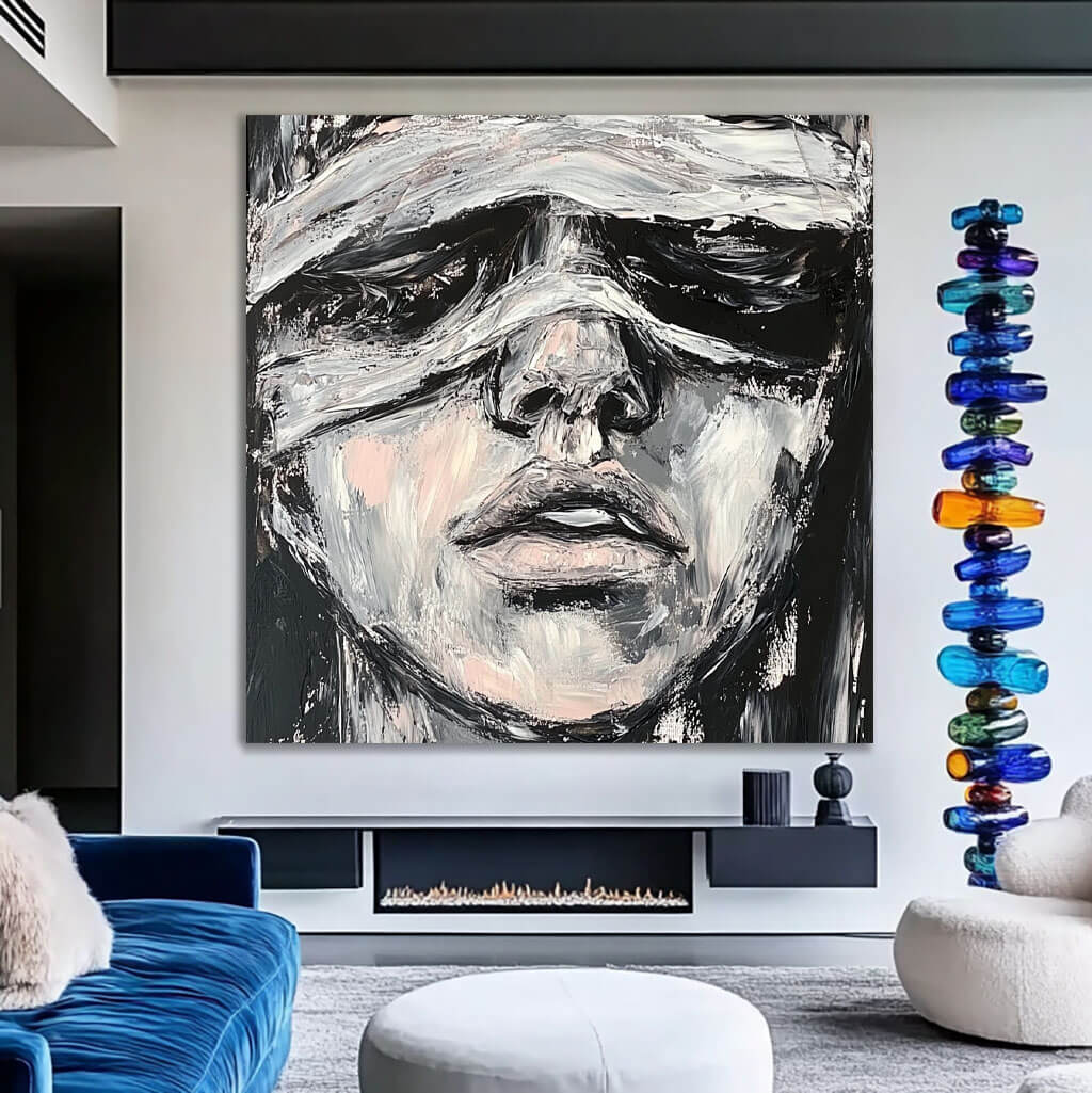 Original Hand-Painted Woman Painting- Large Figure Painting for Living Room