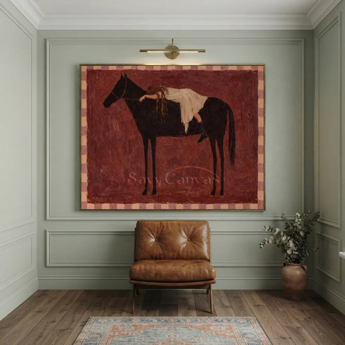 Horse-Burgundy-Pink-Oil-Painting-for-Vintage-Corner-05.webp