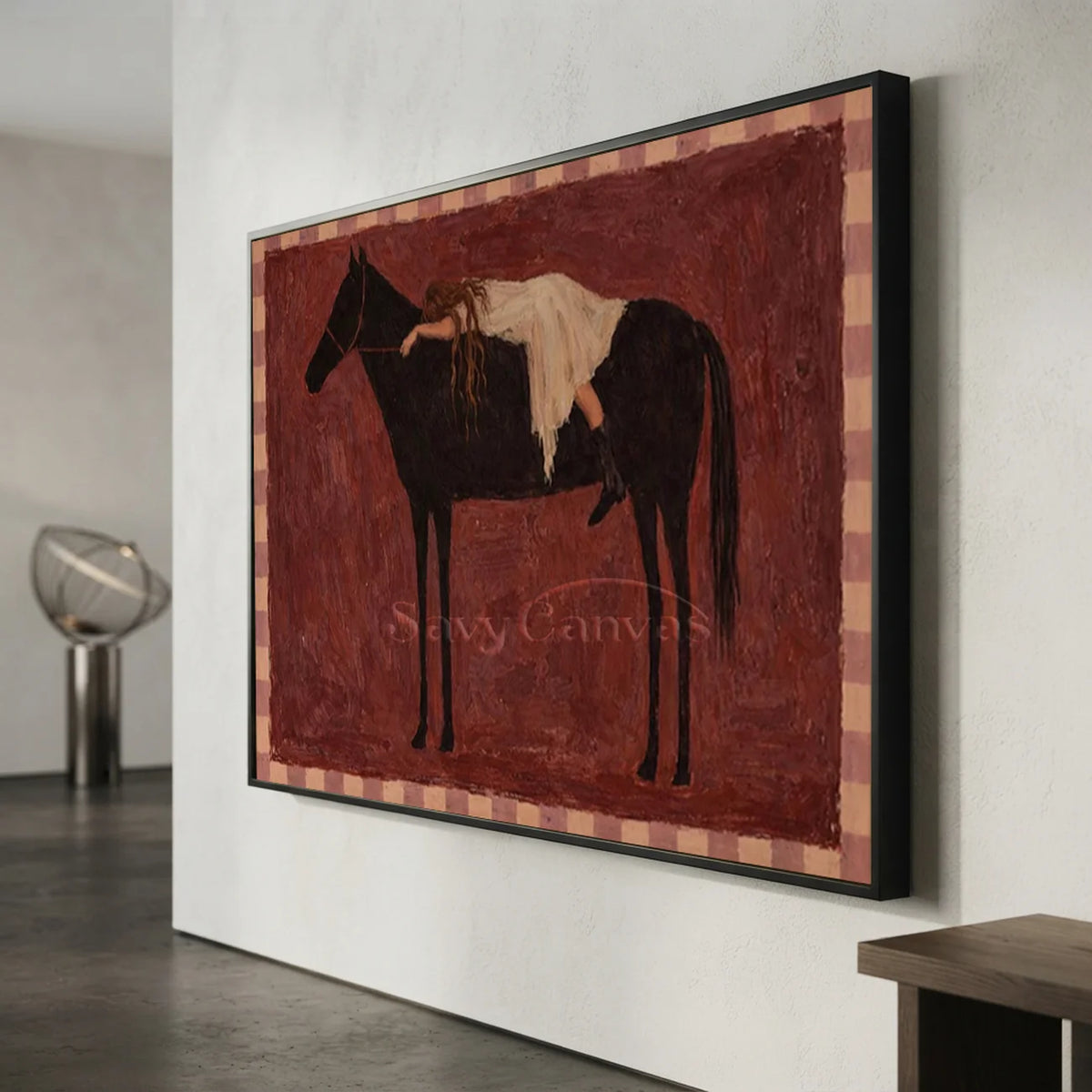 Horse-Burgundy-Pink-Oil-Painting-for-hallway-wall-decor-08.webp