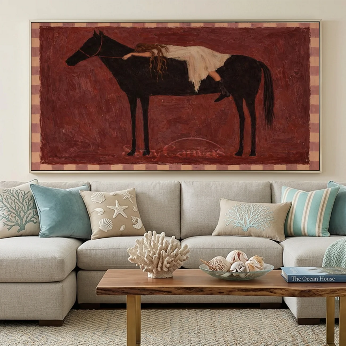 Horse-Burgundy-Pink-Oil-Painting-for-living-room-09.webp