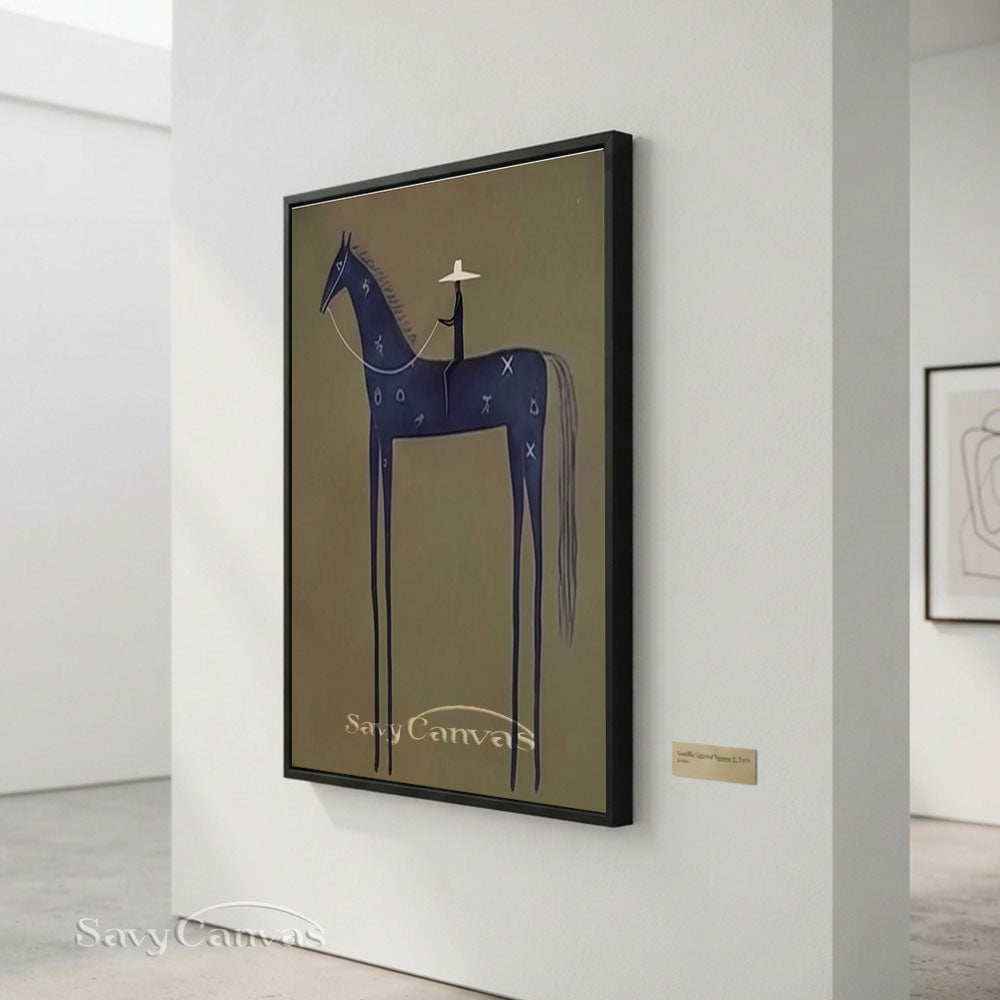 Folk Abstract Horse and Rider Handmade Oil Painting #SS 209