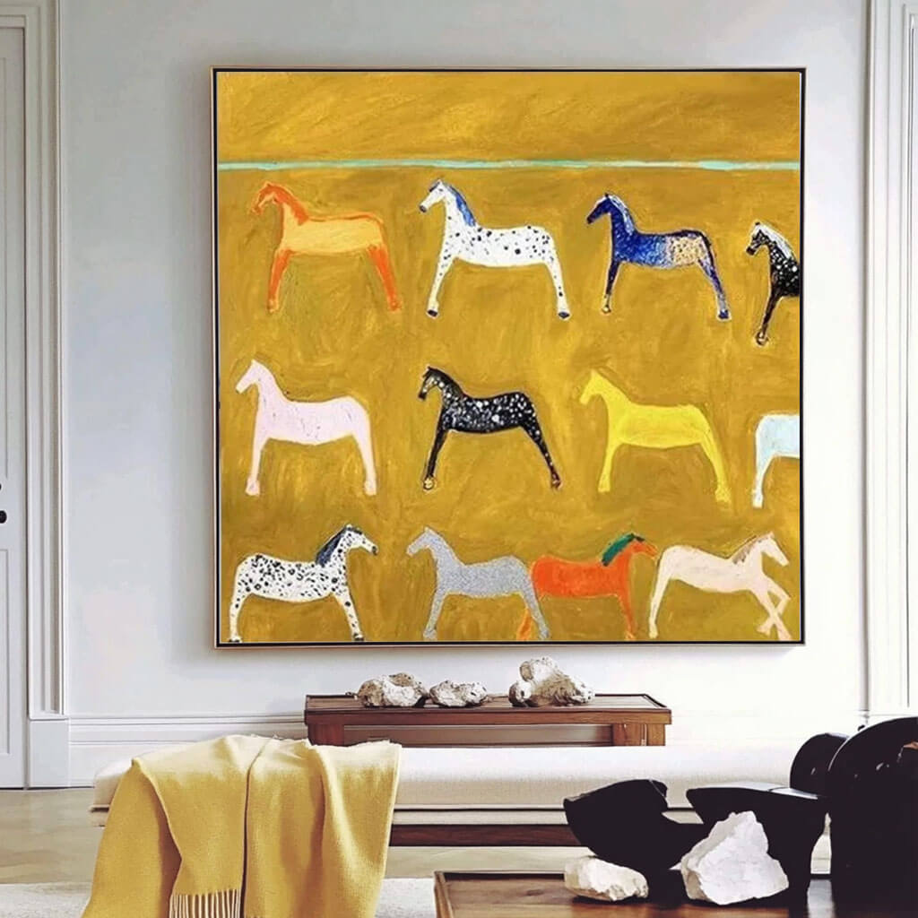 Hand-Painted Horse Canvas Art | Large Wall Decor for Home & Office