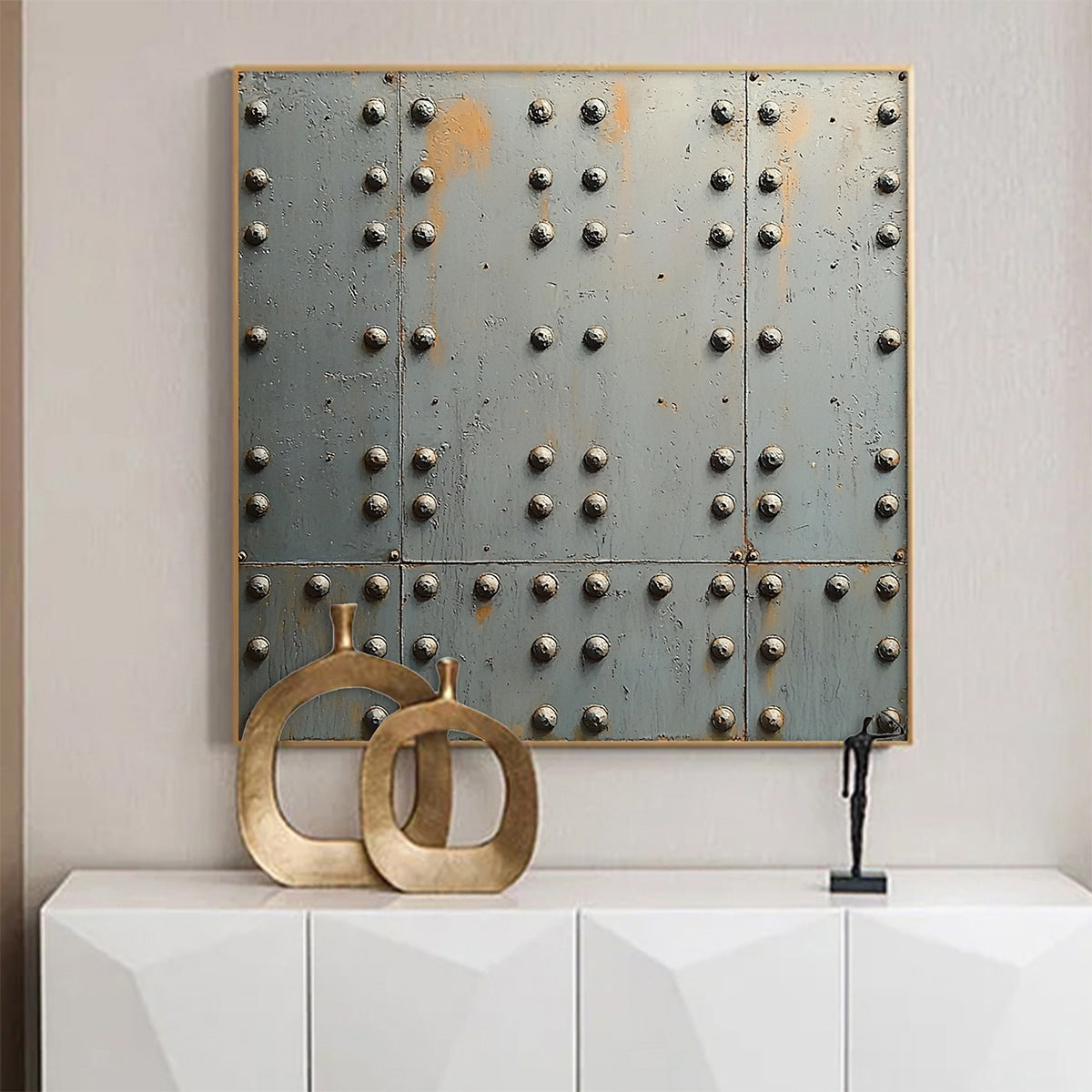 Rusted Metal Plate Wall Art | Modern Industrial Painting