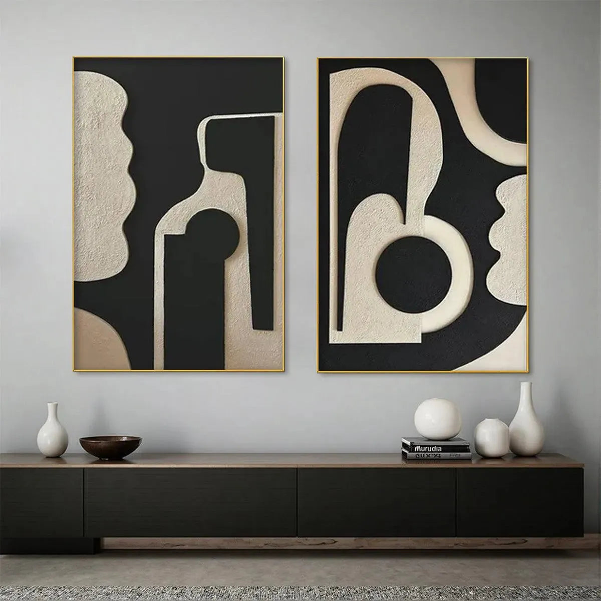 Yin Yang Inspired Abstract Art | Modern Black & White Painting