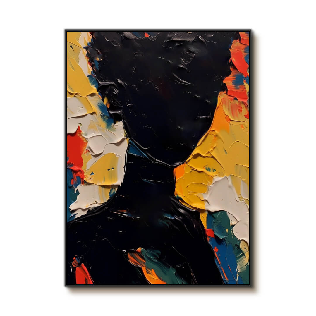 Black Art Portrait | Textured Silhouette Wall Painting #ZZ 227