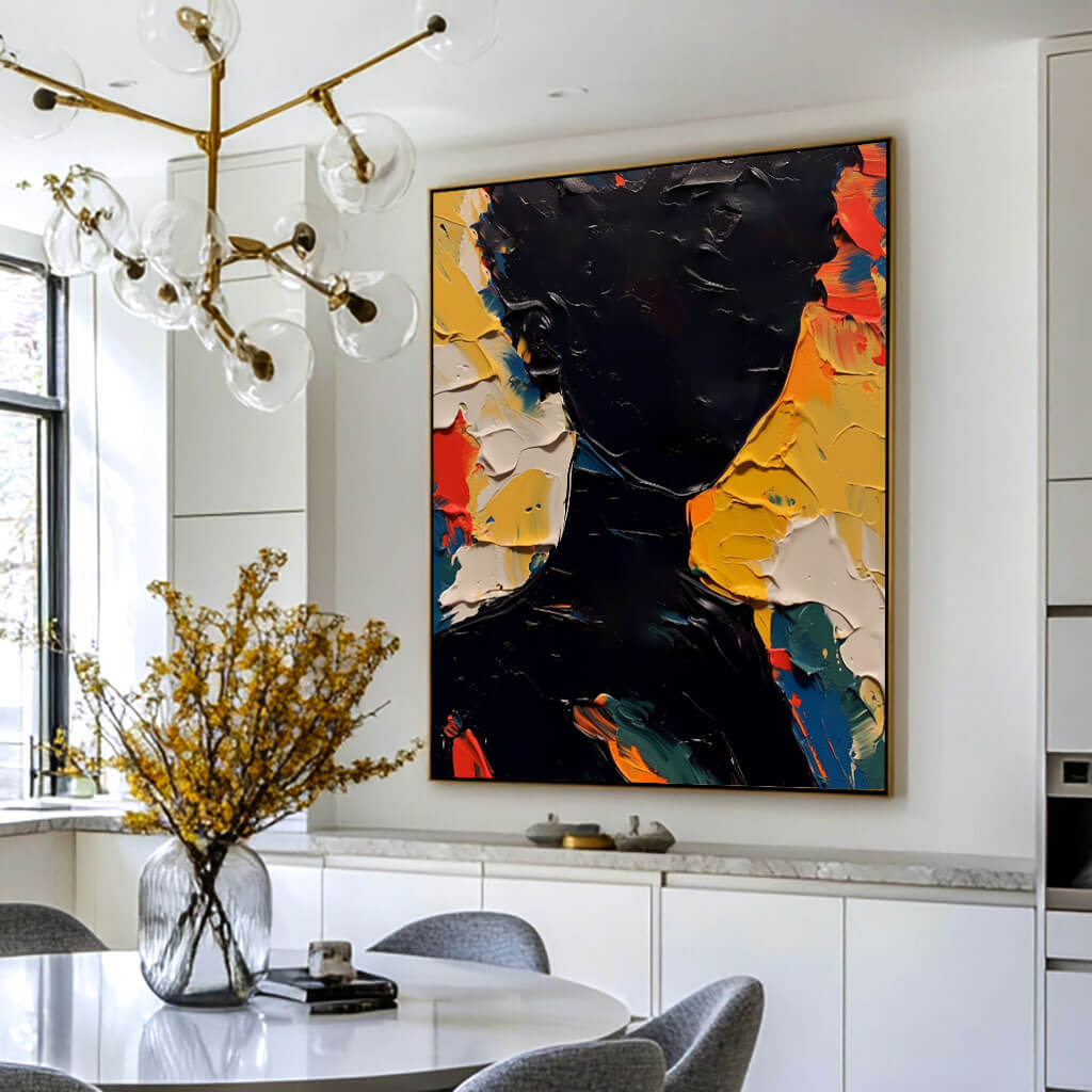 Black Art Portrait | Textured Silhouette Wall Painting #ZZ 227
