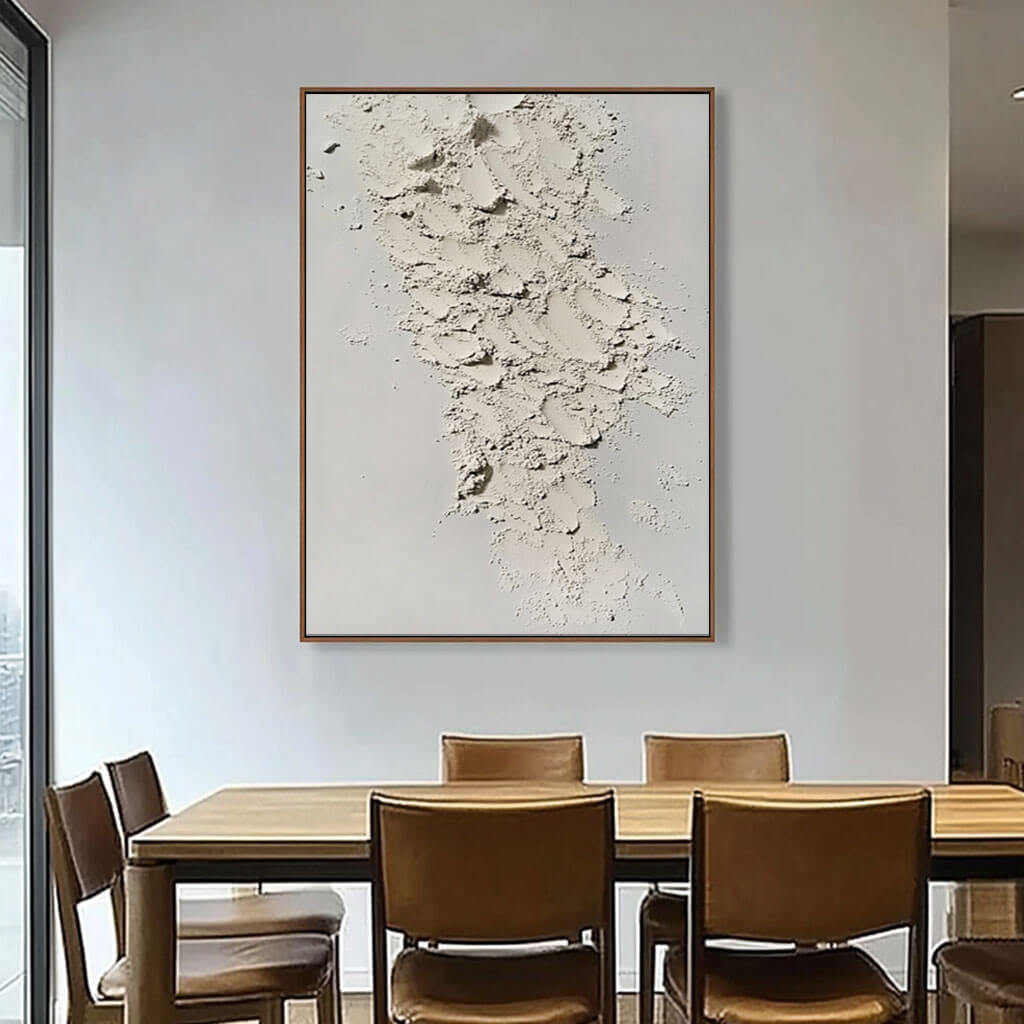 White Textured Wall Art - 3D Plaster Effect Canvas Print #AA 320