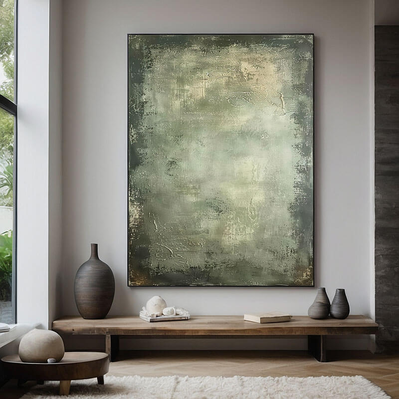 Textured Green Abstract Art | Modern Earth Tone Wall Decor #AA 054