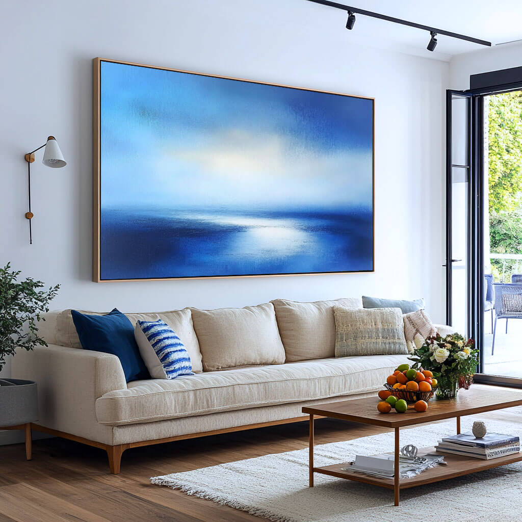 Serene Blue Seascape Painting | Calming Abstract Ocean Wall Art #AA 056