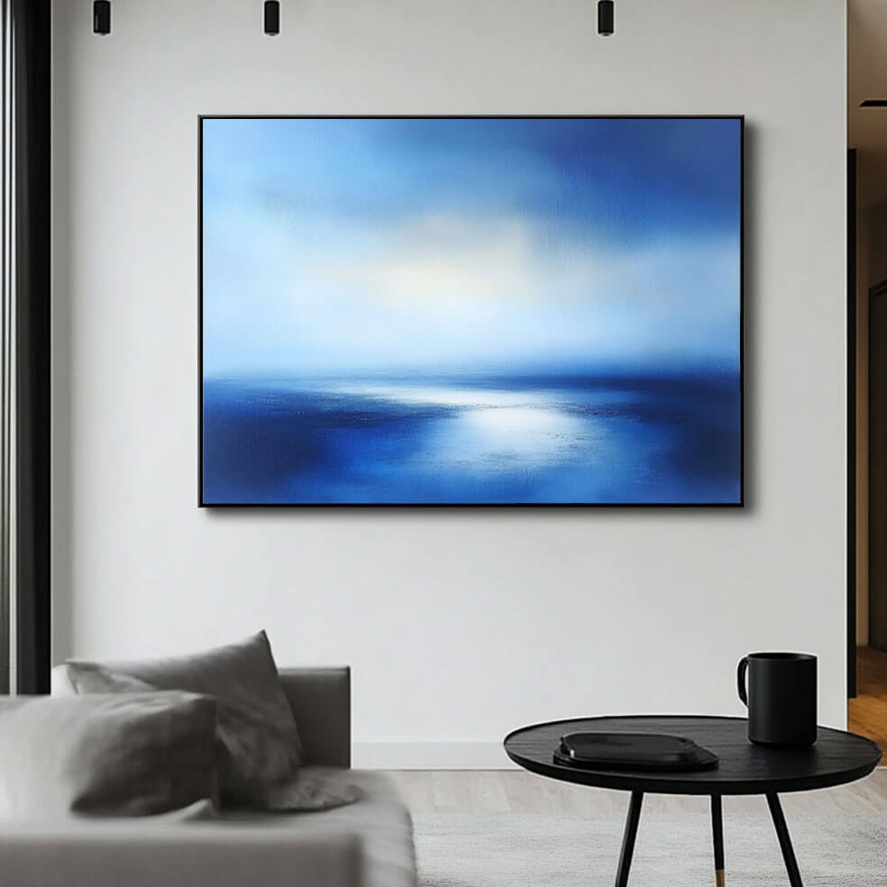 Serene Blue Seascape Painting | Calming Abstract Ocean Wall Art #AA 056