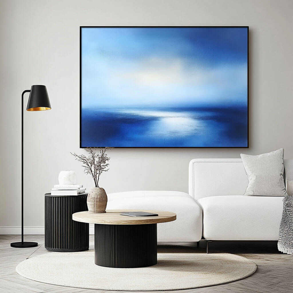 Serene Blue Seascape Painting | Calming Abstract Ocean Wall Art #AA 056