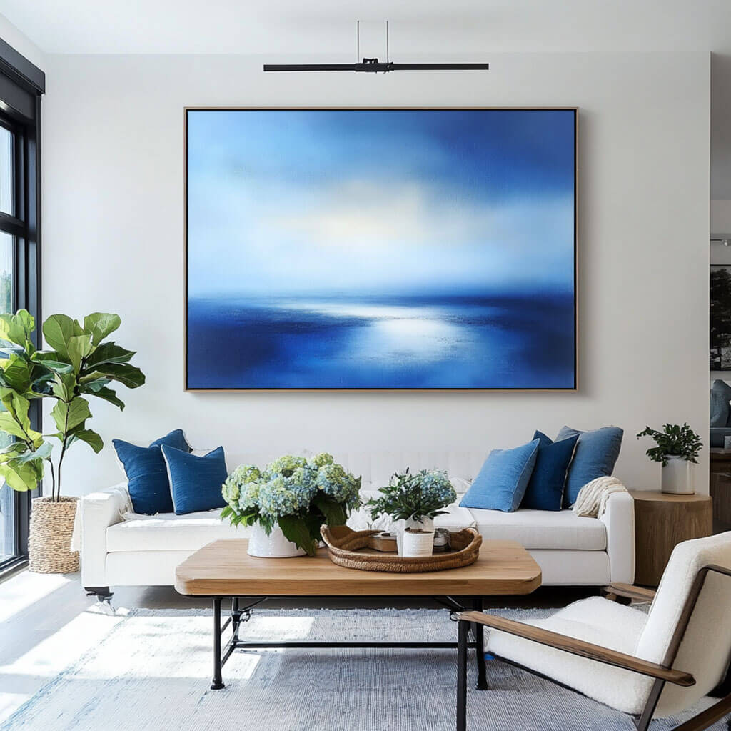 Serene Blue Seascape Painting | Calming Abstract Ocean Wall Art #AA 056