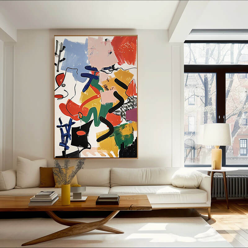 Abstract Colorful Wall Art - Large Modern Canvas Painting #JJ 433