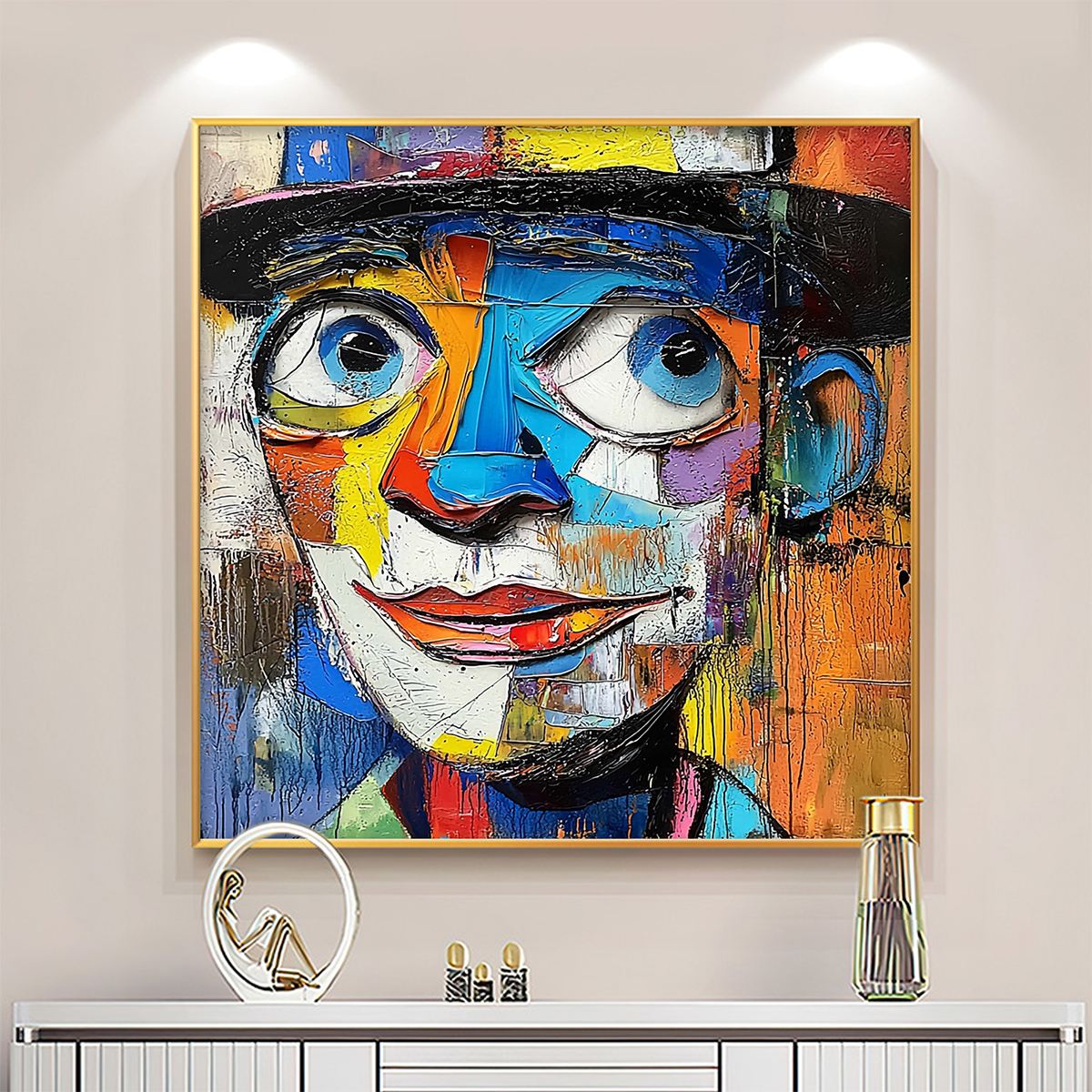 Colorful Abstract Face Canvas Art | Modern Wall Decor