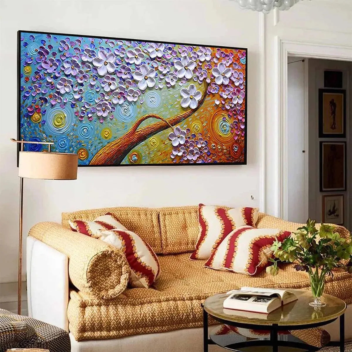 Textured 3D Purple Flower Art | Impasto Tree Painting #AA 123