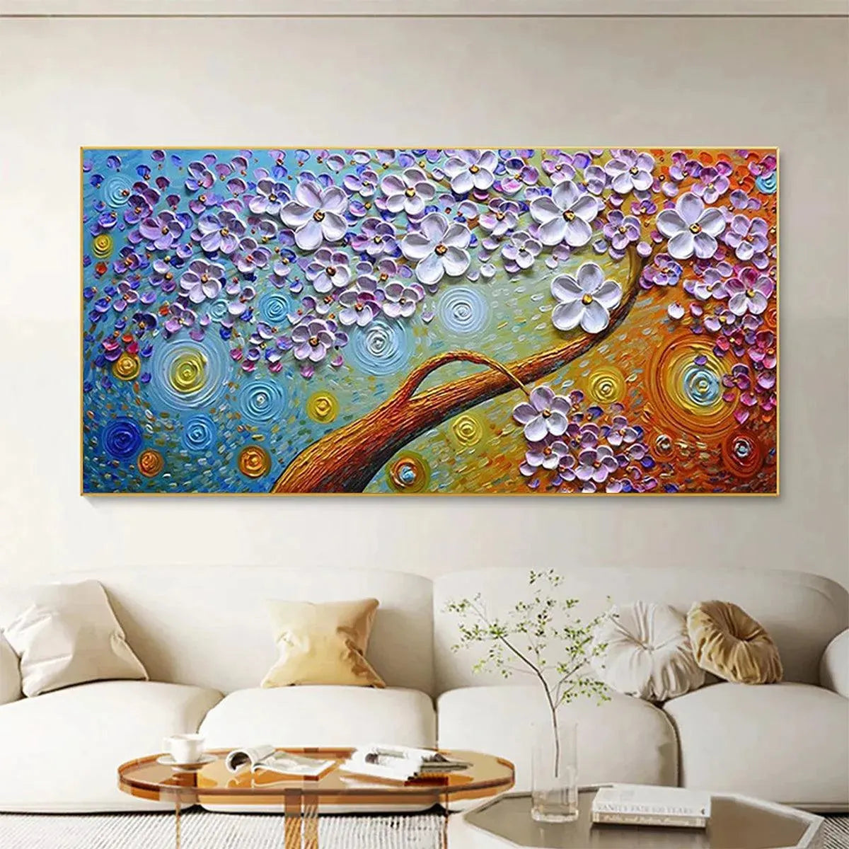 Colorful Tree of Life Painting | 3D Textured Wall Art