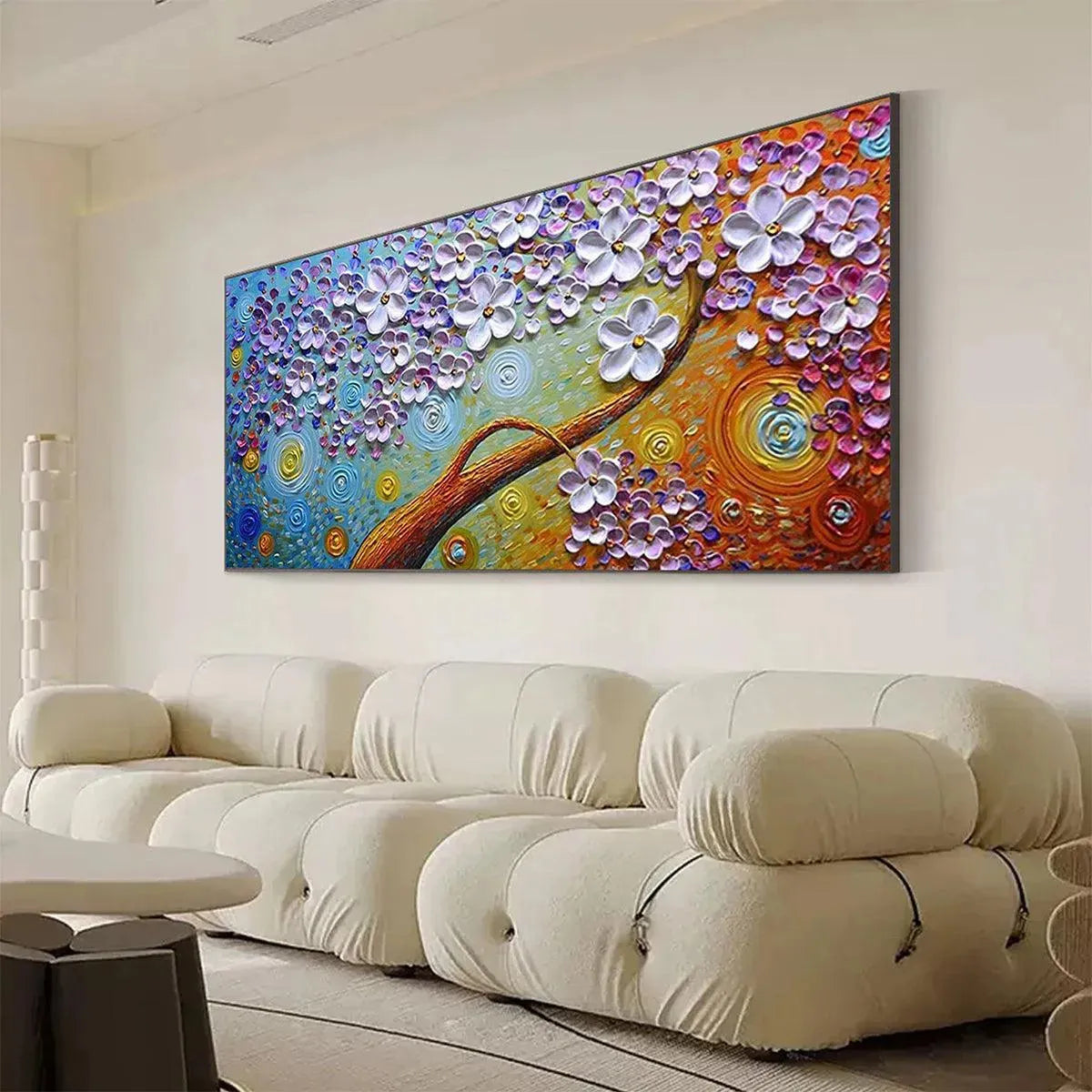 Textured 3D Purple Flower Art | Impasto Tree Painting #AA 123
