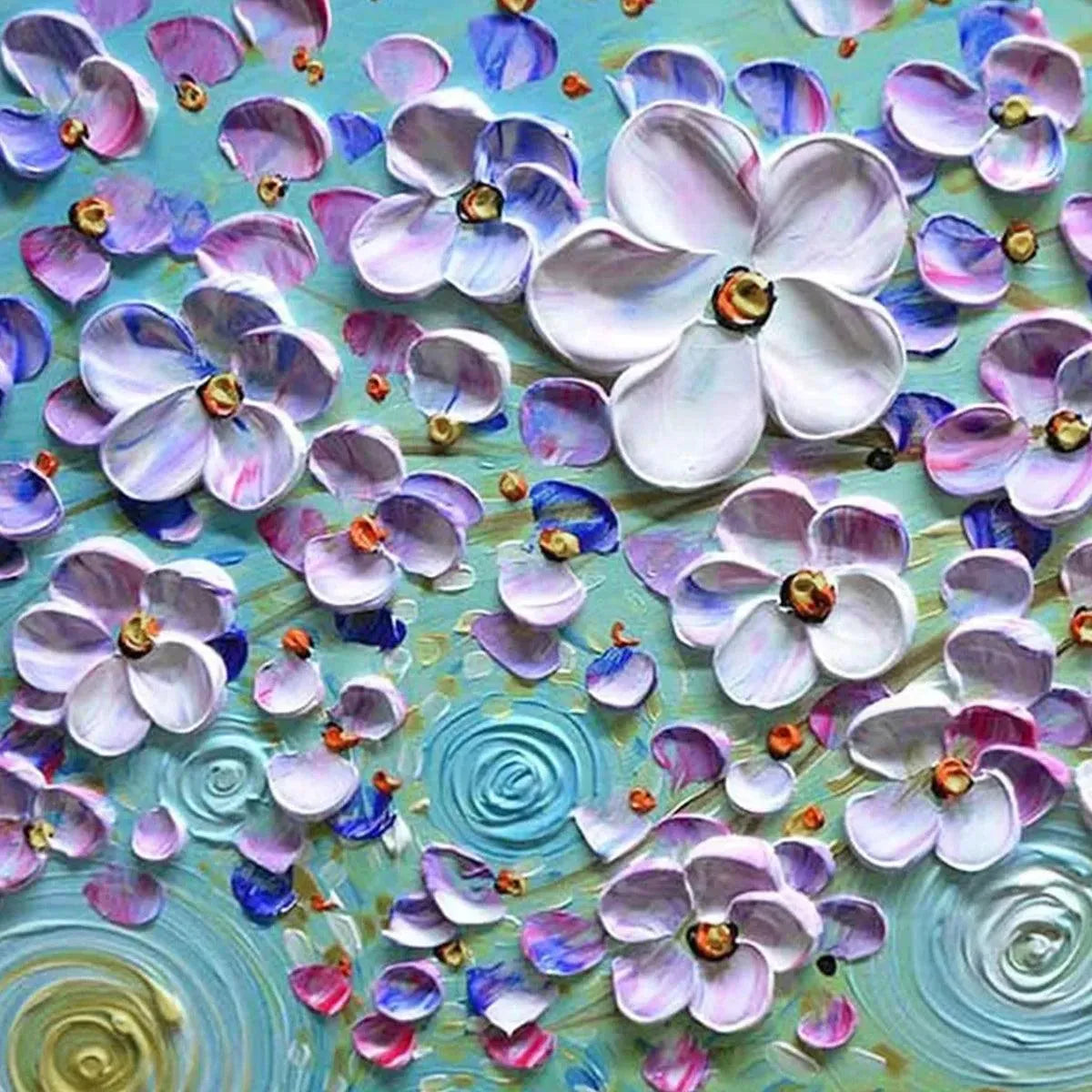 Textured 3D Purple Flower Art | Impasto Tree Painting #AA 123