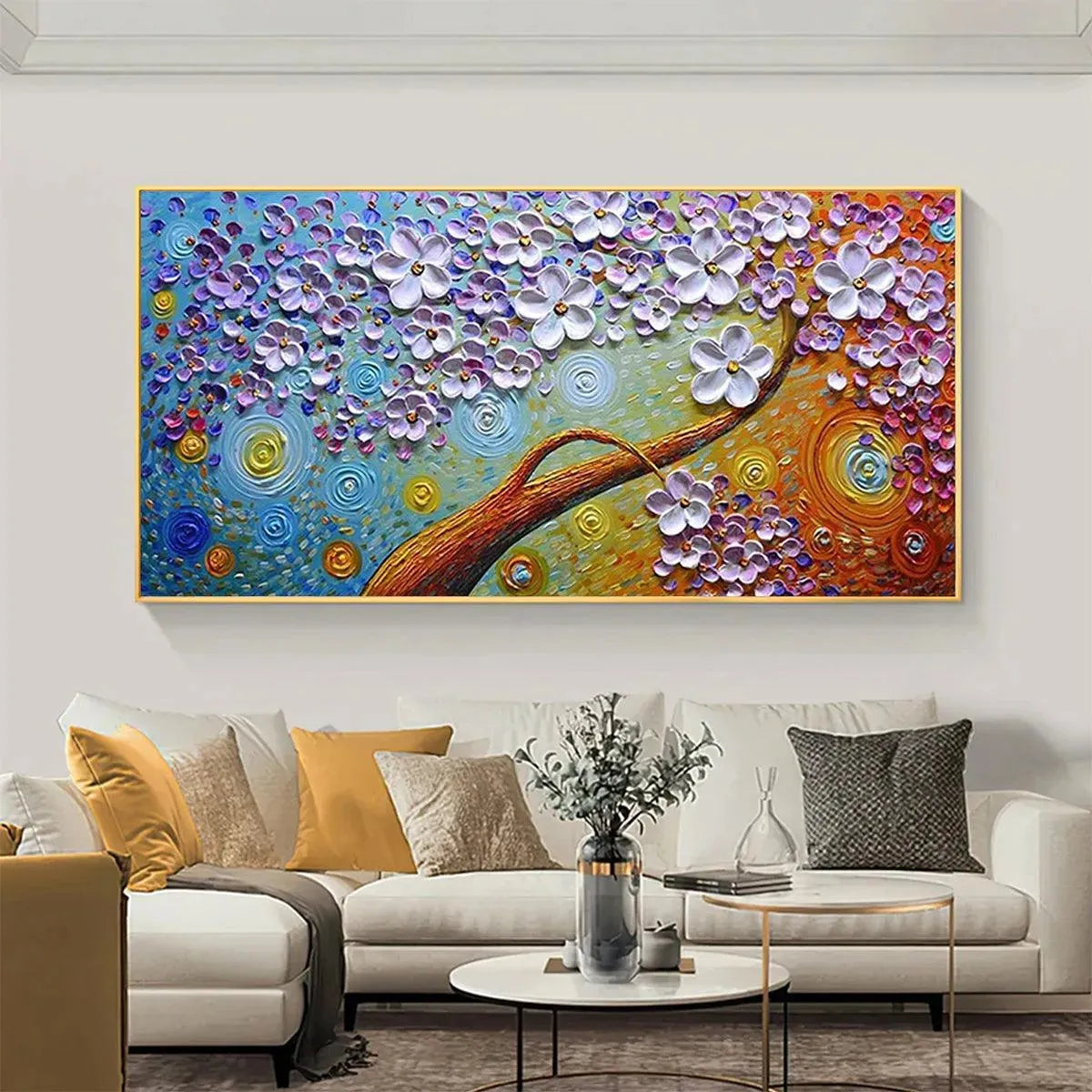 Textured 3D Purple Flower Art | Impasto Tree Painting #AA 123