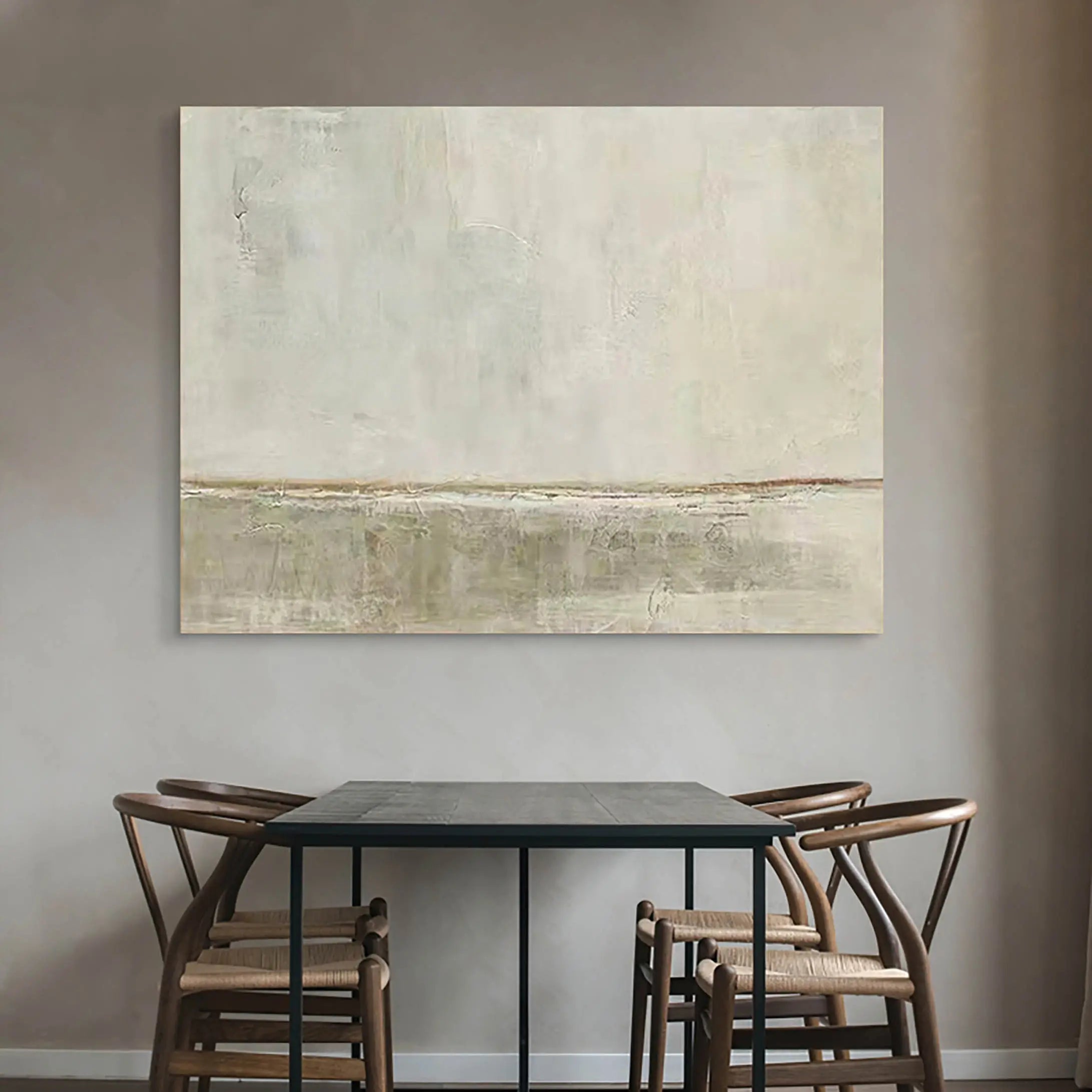  Neutral Color Abstract Art - Beige and Grey Minimalist Oil Painting