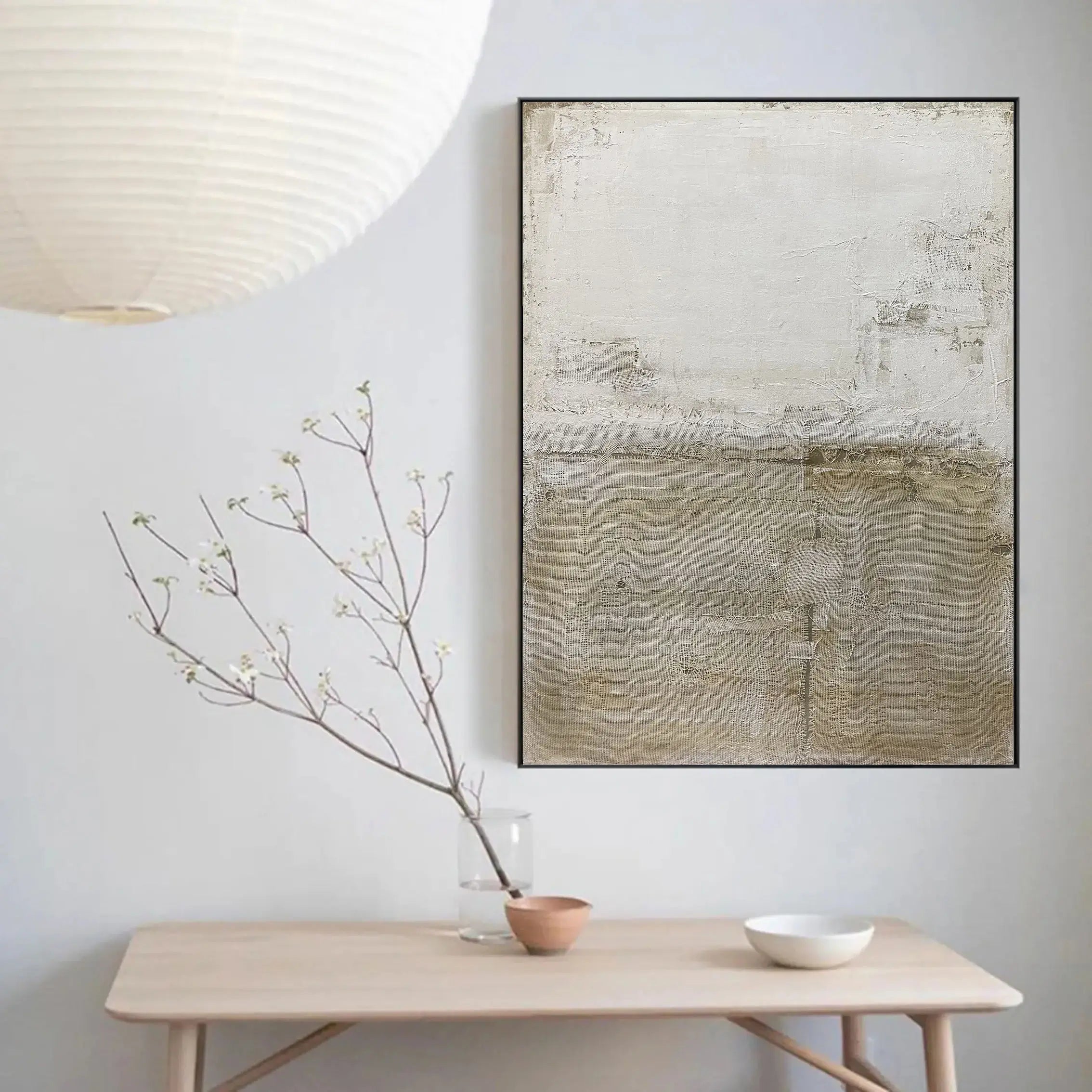 Simple Neutral Abstract - Beige and Grey Art Oil Painting