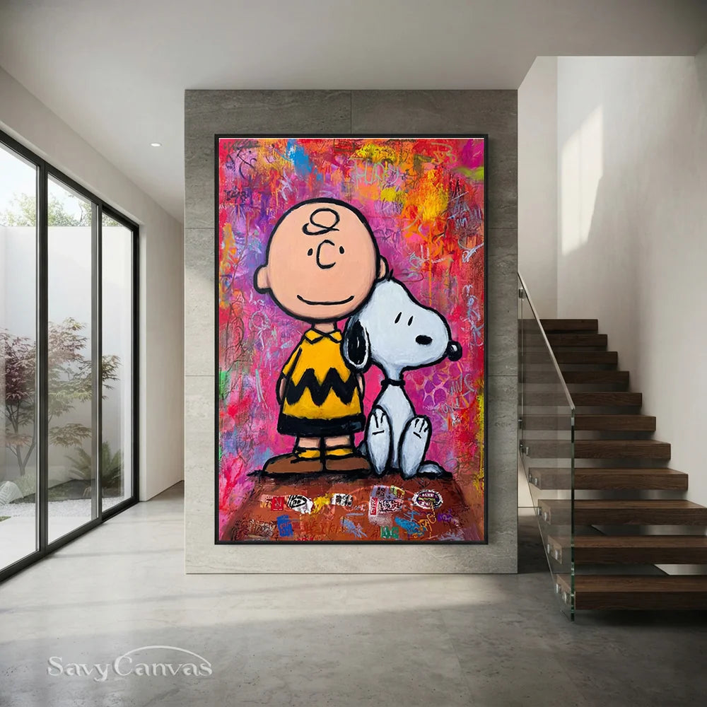 Pop Art Charlie Snoopy Hand-painted Canvas #SS 263