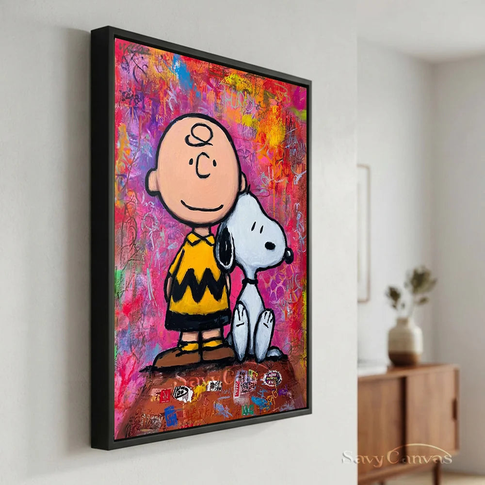 Pop Art Charlie Snoopy Hand-painted Canvas #SS 263