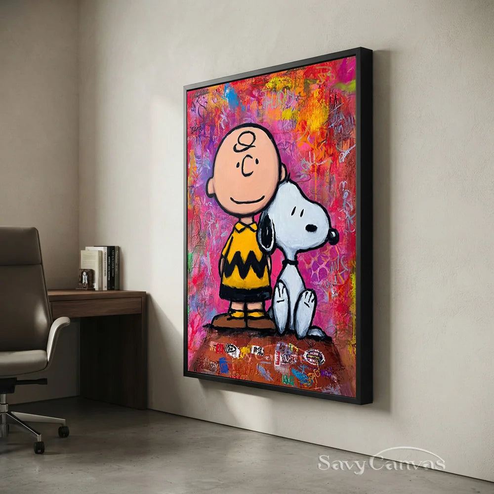 Pop Art Charlie Snoopy Hand-painted Canvas #SS 263
