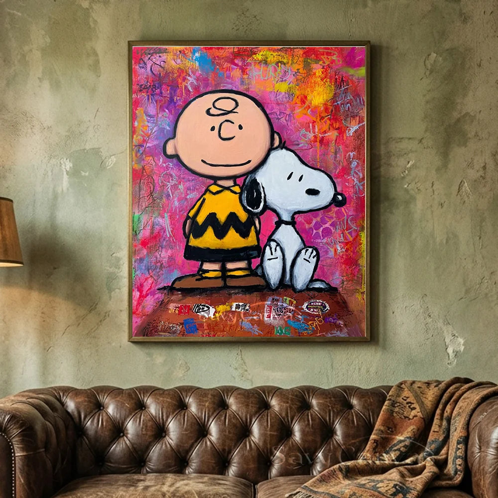 Pop Art Charlie Snoopy Hand-painted Canvas #SS 263